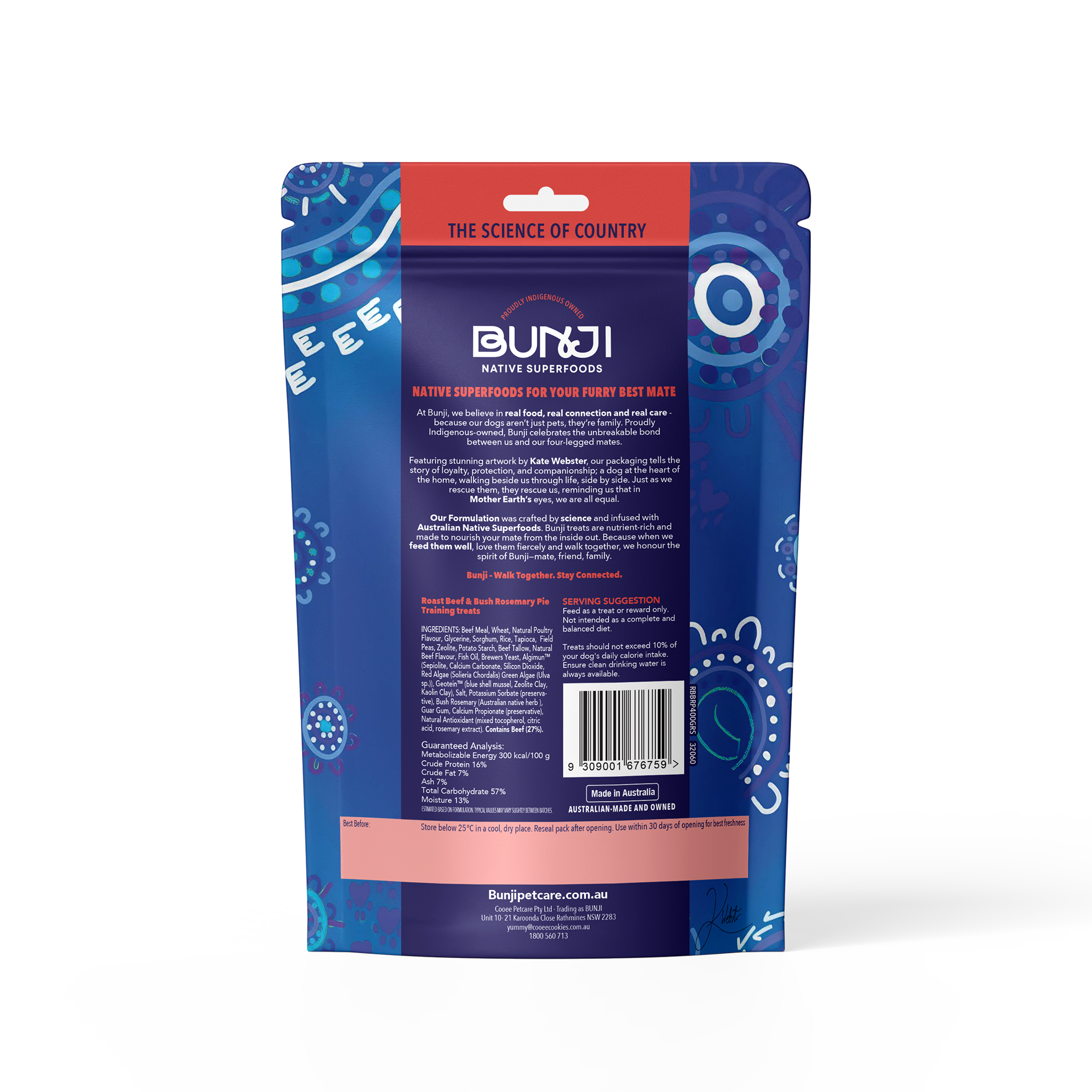 Bunji Dog Training Treats - Roast Beef & Bush Rosemary Pie - 400g