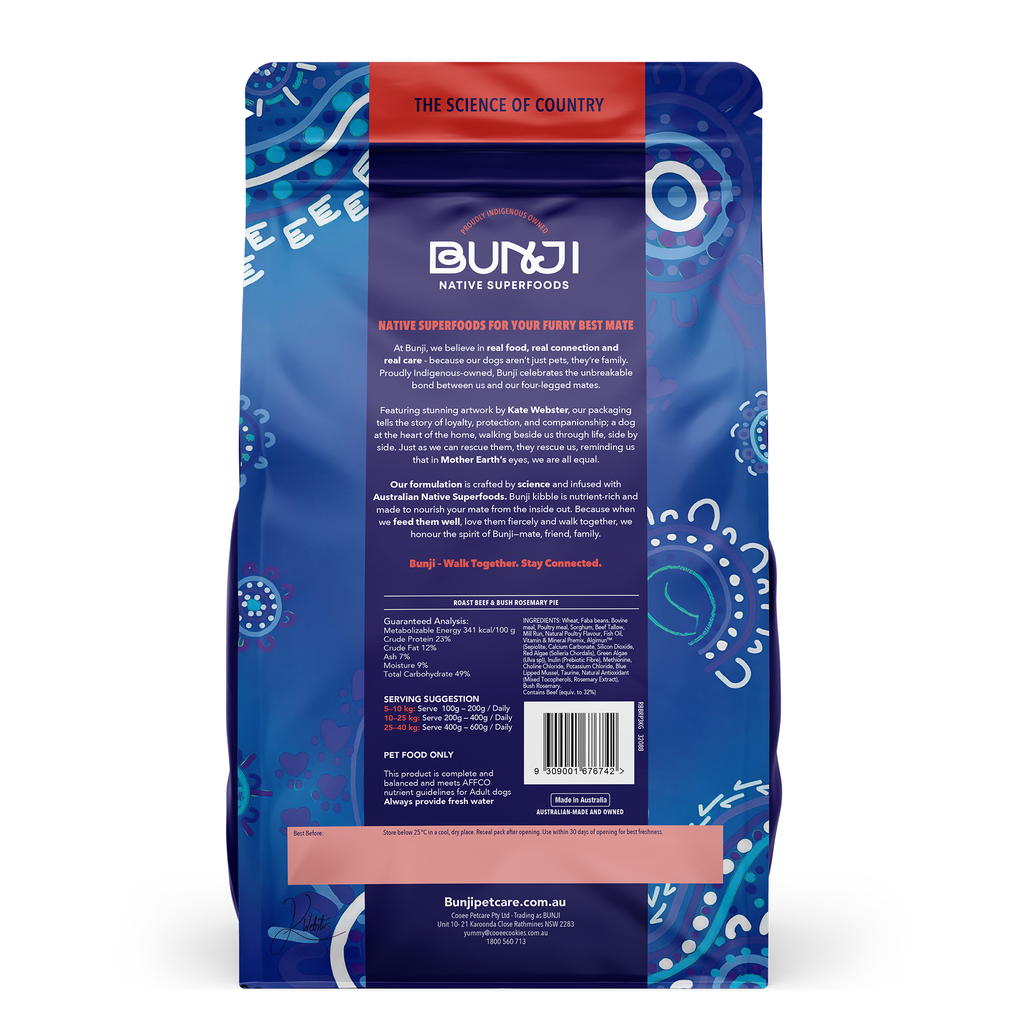 Bunji Dog Kibble - Roast Beef & Bush Rosemary Pie - 3KG