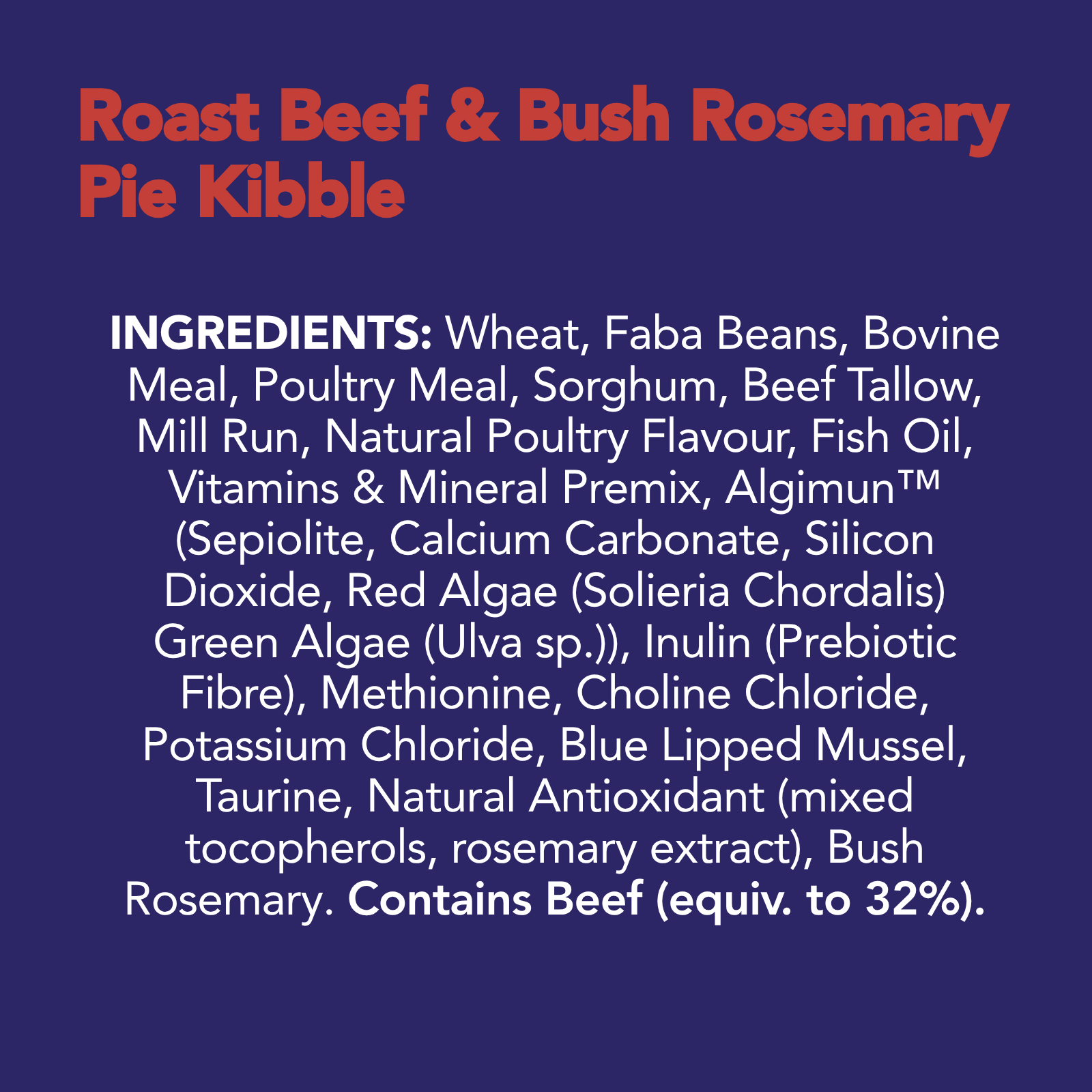 Bunji Dog Kibble - Roast Beef &amp; Bush Rosemary Pie - 3KG