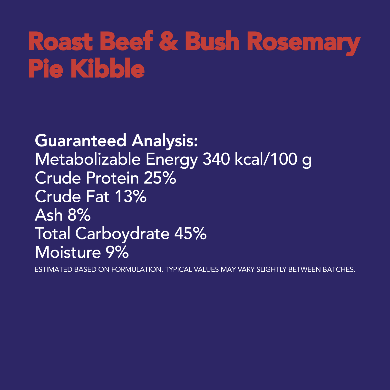 Bunji Dog Kibble - Roast Beef &amp; Bush Rosemary Pie - 3KG