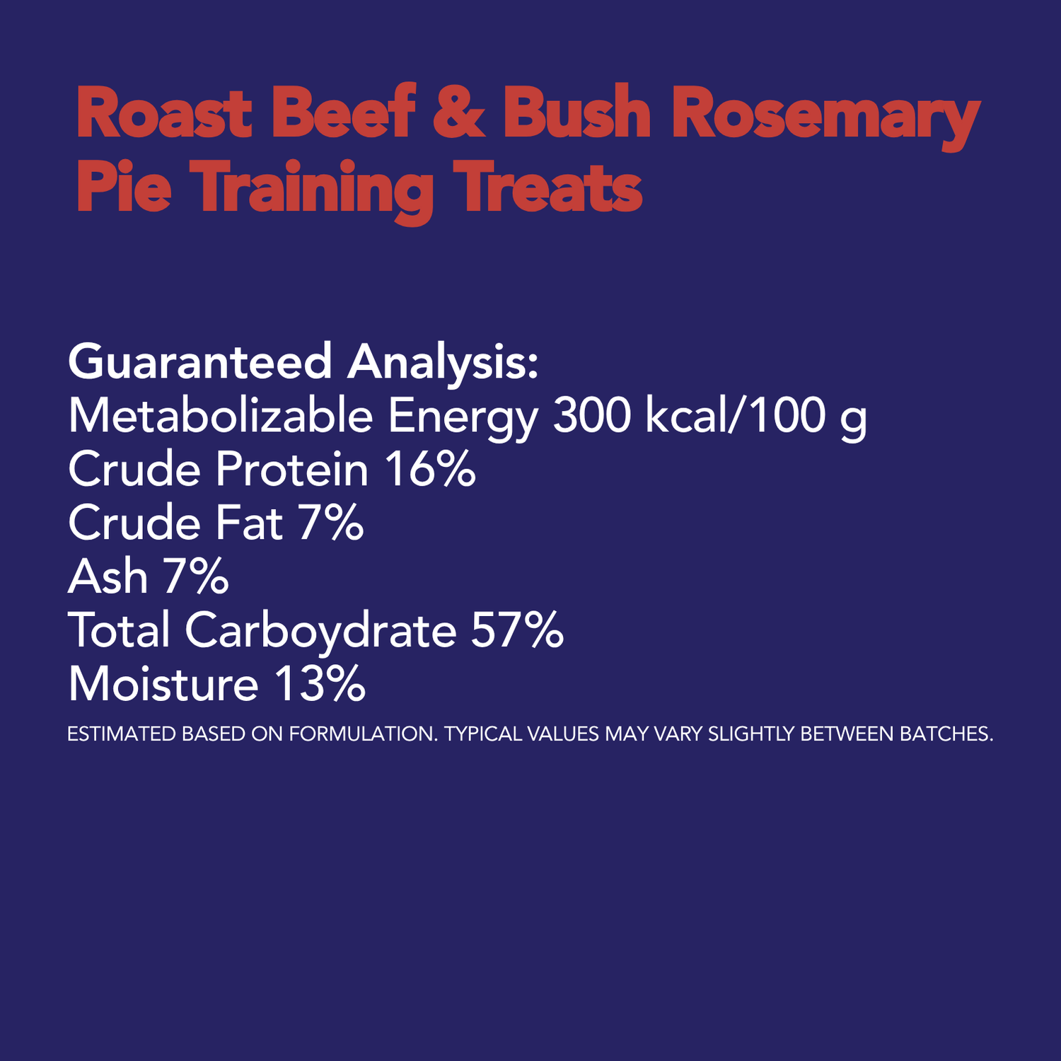 Bunji Dog Training Treats - Roast Beef &amp; Bush Rosemary Pie - 400g