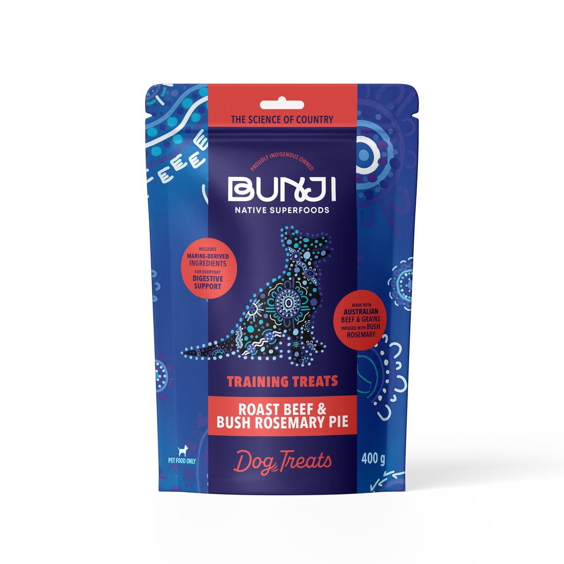 Dog Training Treats -Bunji Roast Beef &amp; Bush Rosemary Pie - 400g