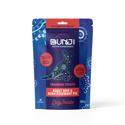 Bunji Dog Training Treats - Roast Beef &amp; Bush Rosemary Pie - 400g