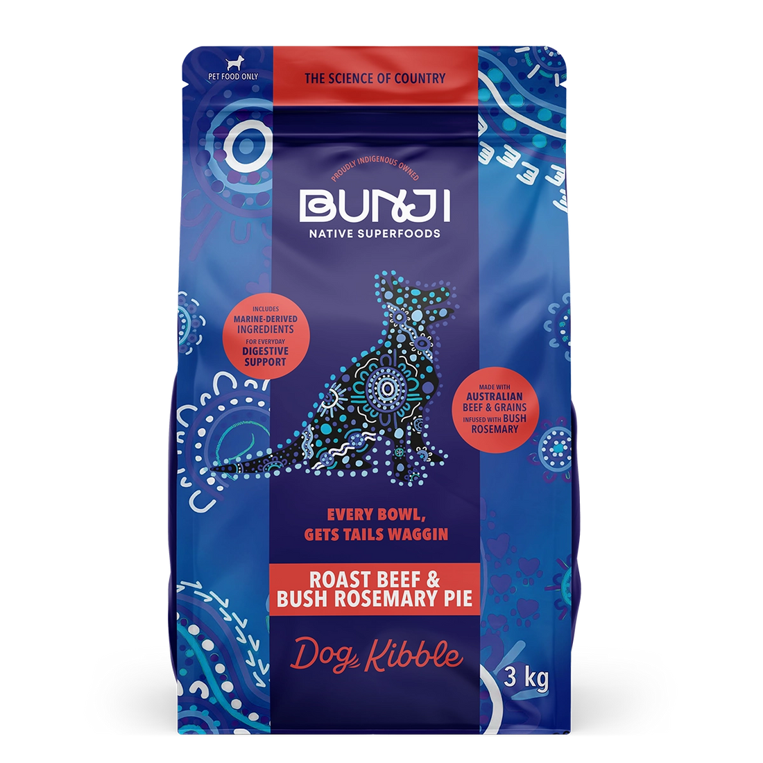 Dog Kibble - Bunji Roast Beef &amp; Bush Rosemary Pie - 3KG