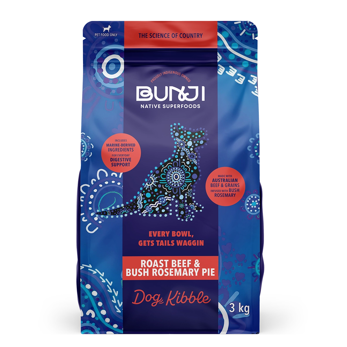 Dog Kibble - Bunji Roast Beef &amp; Bush Rosemary Pie - 3KG