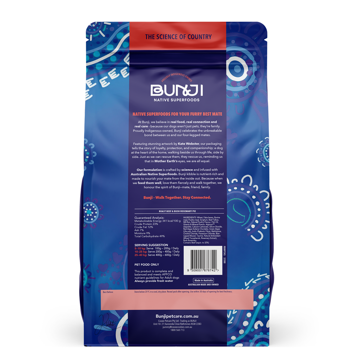 Bunji Dog Kibble - Roast Beef &amp; Bush Rosemary Pie - 3KG