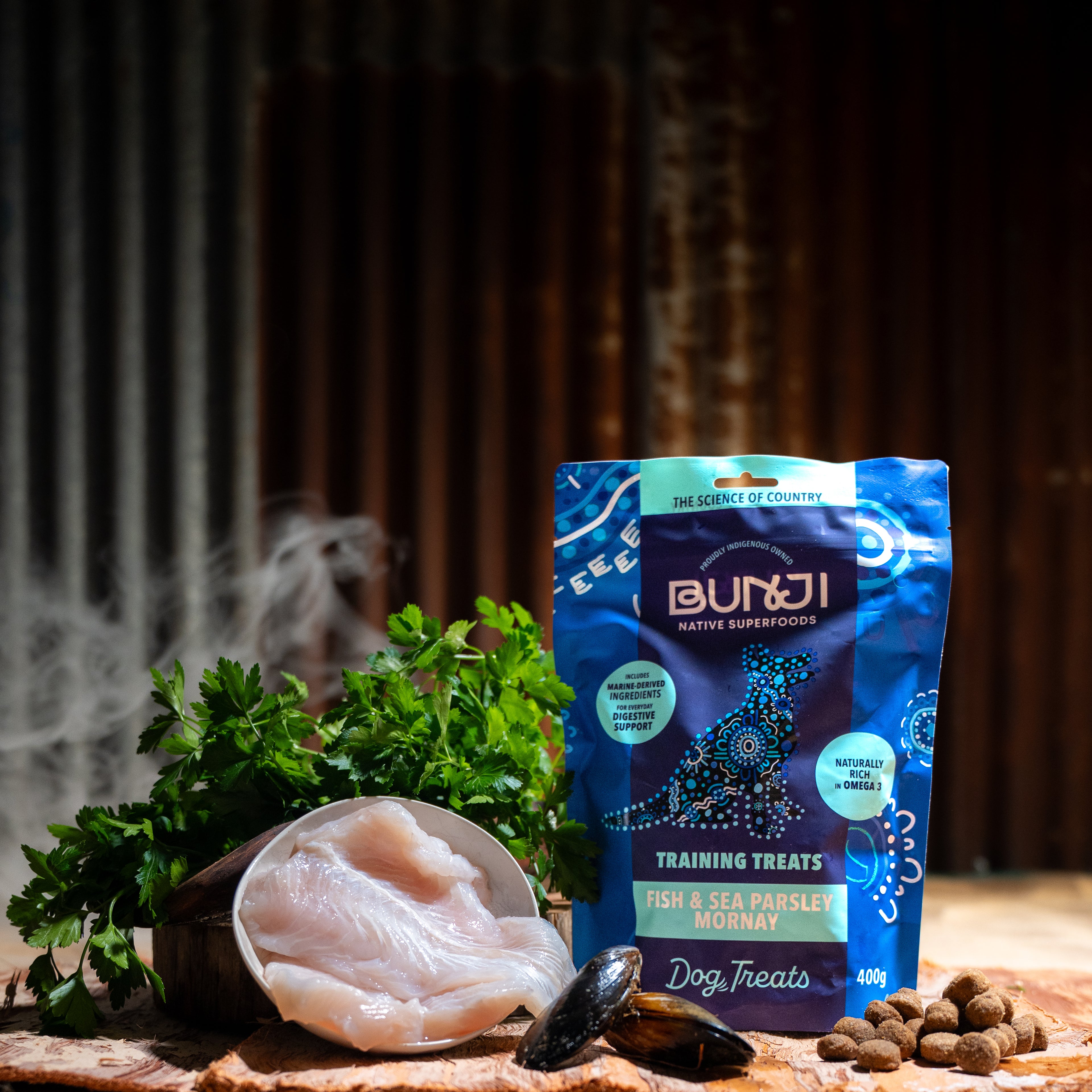 Bunji Dog Training Treats - Fish &amp; Sea Parsley Mornay - 400g
