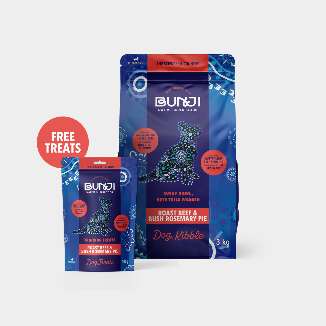 Bunji Roast Beef &amp; Bush Rosemary Pie Super Kibble + Free Treats